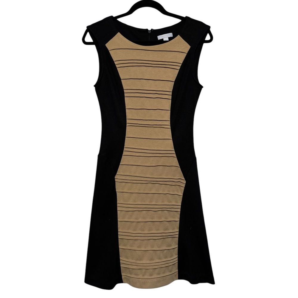 New York Company Black Nude Tan Fit Flare Pencil Dress XS Office Classic Career